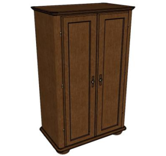 古董实木衣柜SU模型下载_sketchup草图大师SKP模型