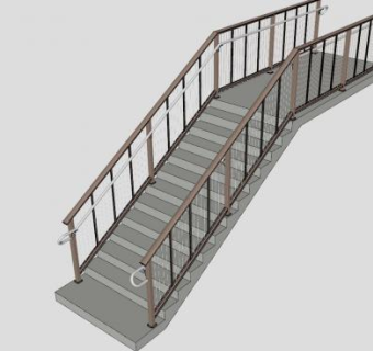 垂直金属扶梯SU模型下载_sketchup草图大师SKP模型