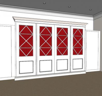 卧室一字敞开衣柜SU模型下载_sketchup草图大师SKP模型
