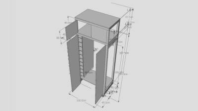 休闲双开门衣柜SU模型下载_sketchup草图大师SKP模型