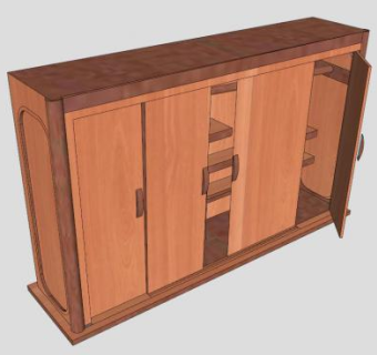 平开四门式衣柜SU模型下载_sketchup草图大师SKP模型