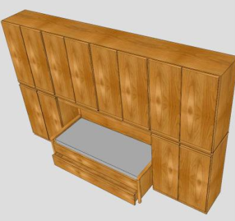 灰木木制衣柜SU模型下载_sketchup草图大师SKP模型