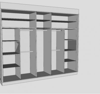 滑动白色板式衣柜SU模型下载_sketchup草图大师SKP模型