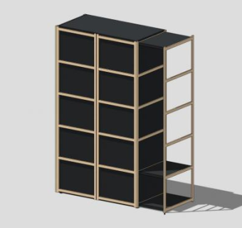 日光黑色衣柜SU模型下载_sketchup草图大师SKP模型