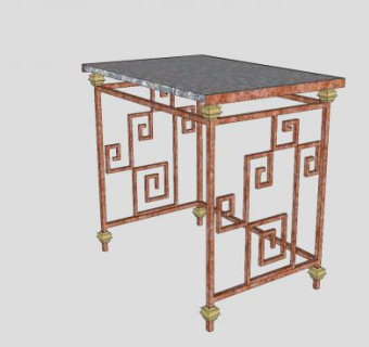 中式花岗石铁桌SU模型下载_sketchup草图大师SKP模型