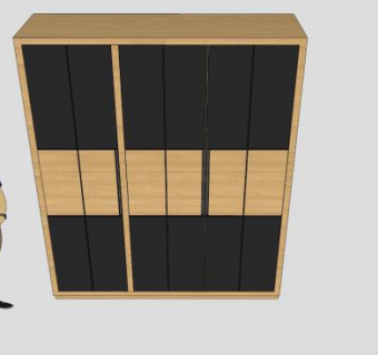 一字滚动门敞开衣柜SU模型下载_sketchup草图大师SKP模型