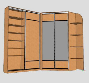 滑动转角衣柜SU模型下载_sketchup草图大师SKP模型