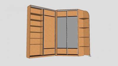 滑动转角衣柜SU模型下载_sketchup草图大师SKP模型