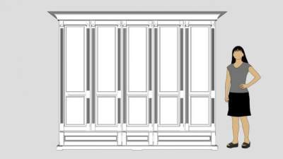 简欧多门衣柜SU模型下载_sketchup草图大师SKP模型