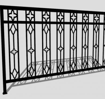 现代铁艺栏杆SU模型下载_sketchup草图大师SKP模型