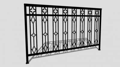 现代铁艺栏杆SU模型下载_sketchup草图大师SKP模型