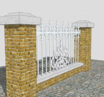 欧式雕刻铁艺围墙SU模型下载_sketchup草图大师SKP模型