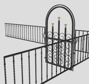 铁艺栏杆和门SU模型下载_sketchup草图大师SKP模型