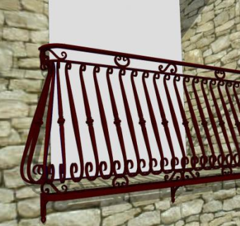 欧式锻铁阳台SU模型下载_sketchup草图大师SKP模型