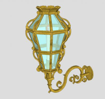 欧式镀金铸铁壁灯SU模型下载_sketchup草图大师SKP模型