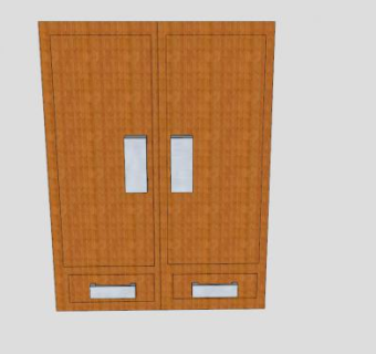 现代简易双开门式衣柜SU模型下载_sketchup草图大师SKP模型