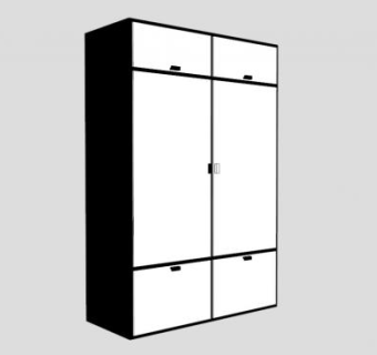 卧室双开门黑白衣柜SU模型下载_sketchup草图大师SKP模型