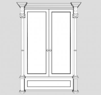 欧式双开门衣柜SU模型下载_sketchup草图大师SKP模型