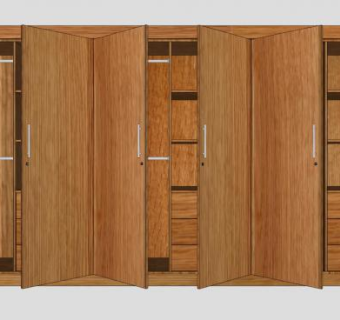 一字敞开女佣衣柜SU模型下载_sketchup草图大师SKP模型