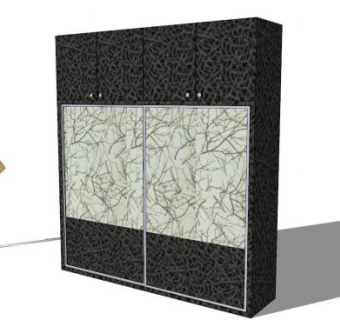 现代纹路滑动衣柜SU模型下载_sketchup草图大师SKP模型