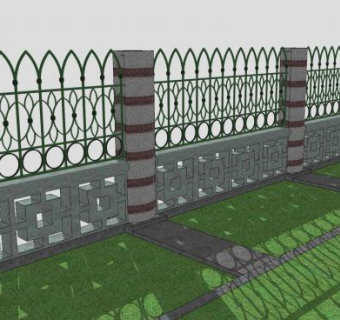 镂雕石柱围栏SU模型下载_sketchup草图大师SKP模型