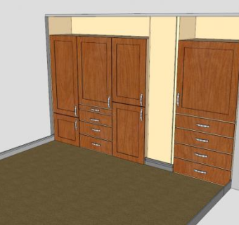 嵌入式实木墙柜衣柜SU模型下载_sketchup草图大师SKP模型