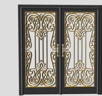 欧式锻铁室外门SU模型下载_sketchup草图大师SKP模型
