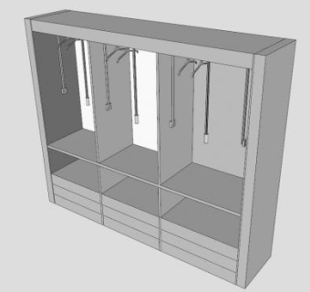 现代白色伯托奇衣橱SU模型下载_sketchup草图大师SKP模型
