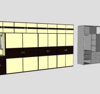 卧室多门衣柜SU模型下载_sketchup草图大师SKP模型
