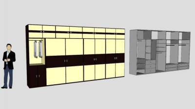 卧室多门衣柜SU模型下载_sketchup草图大师SKP模型