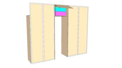 黄色双滑门衣柜SU模型下载_sketchup草图大师SKP模型