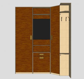 卧室平开门转角衣柜SU模型下载_sketchup草图大师SKP模型