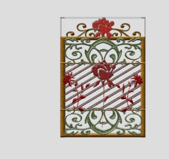 镂雕铁艺玫瑰门SU模型下载_sketchup草图大师SKP模型