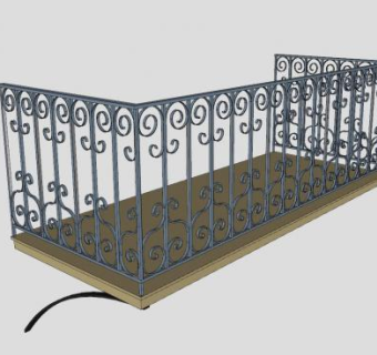 古典铁制阳台护栏SU模型下载_sketchup草图大师SKP模型