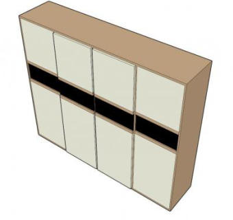 经典四门衣柜SU模型下载_sketchup草图大师SKP模型