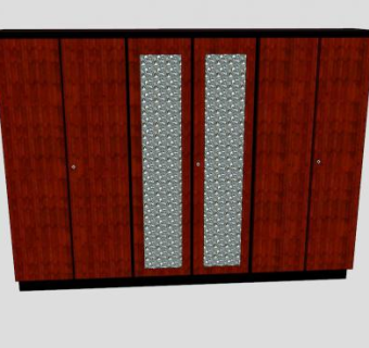 红木六门衣柜SU模型下载_sketchup草图大师SKP模型