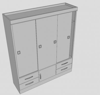 开门式三门衣柜SU模型下载_sketchup草图大师SKP模型