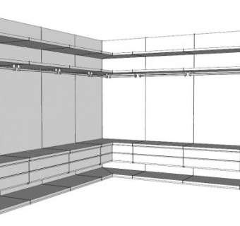 波兰式转角衣橱SU模型下载_sketchup草图大师SKP模型