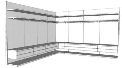 波兰式转角衣橱SU模型下载_sketchup草图大师SKP模型