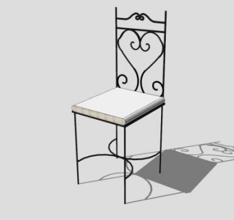 复古铁艺椅子SU模型下载_sketchup草图大师SKP模型