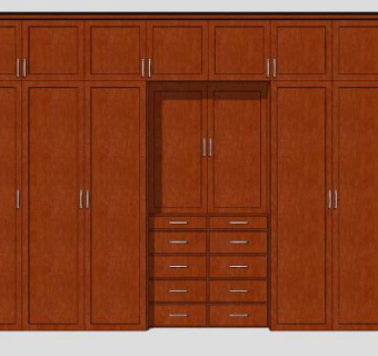 实木平开门壁橱衣柜SU模型下载_sketchup草图大师SKP模型