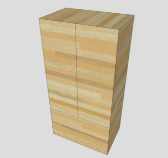 橡木双开门衣柜SU模型下载_sketchup草图大师SKP模型