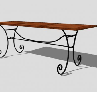 古典铁艺餐桌SU模型下载_sketchup草图大师SKP模型