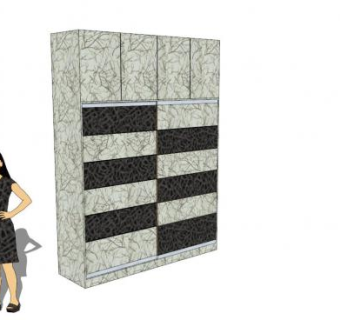 滑动纹理衣柜SU模型下载_sketchup草图大师SKP模型