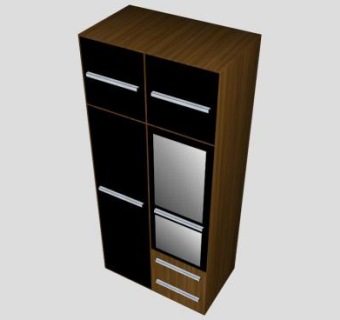 现代黑色板式衣柜SU模型下载_sketchup草图大师SKP模型