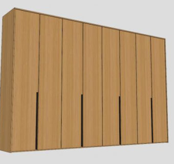 板式一字平开式衣柜SU模型下载_sketchup草图大师SKP模型