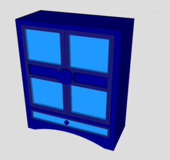 现代蓝色衣橱衣柜SU模型下载_sketchup草图大师SKP模型