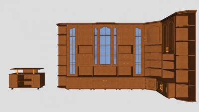 现代转角橱柜SU模型下载_sketchup草图大师SKP模型