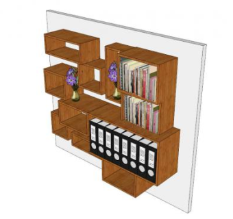 实木壁挂架吊柜SU模型下载_sketchup草图大师SKP模型