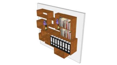 实木壁挂架吊柜SU模型下载_sketchup草图大师SKP模型